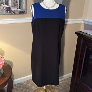Black and striking blue sleeves work dress - NWOT